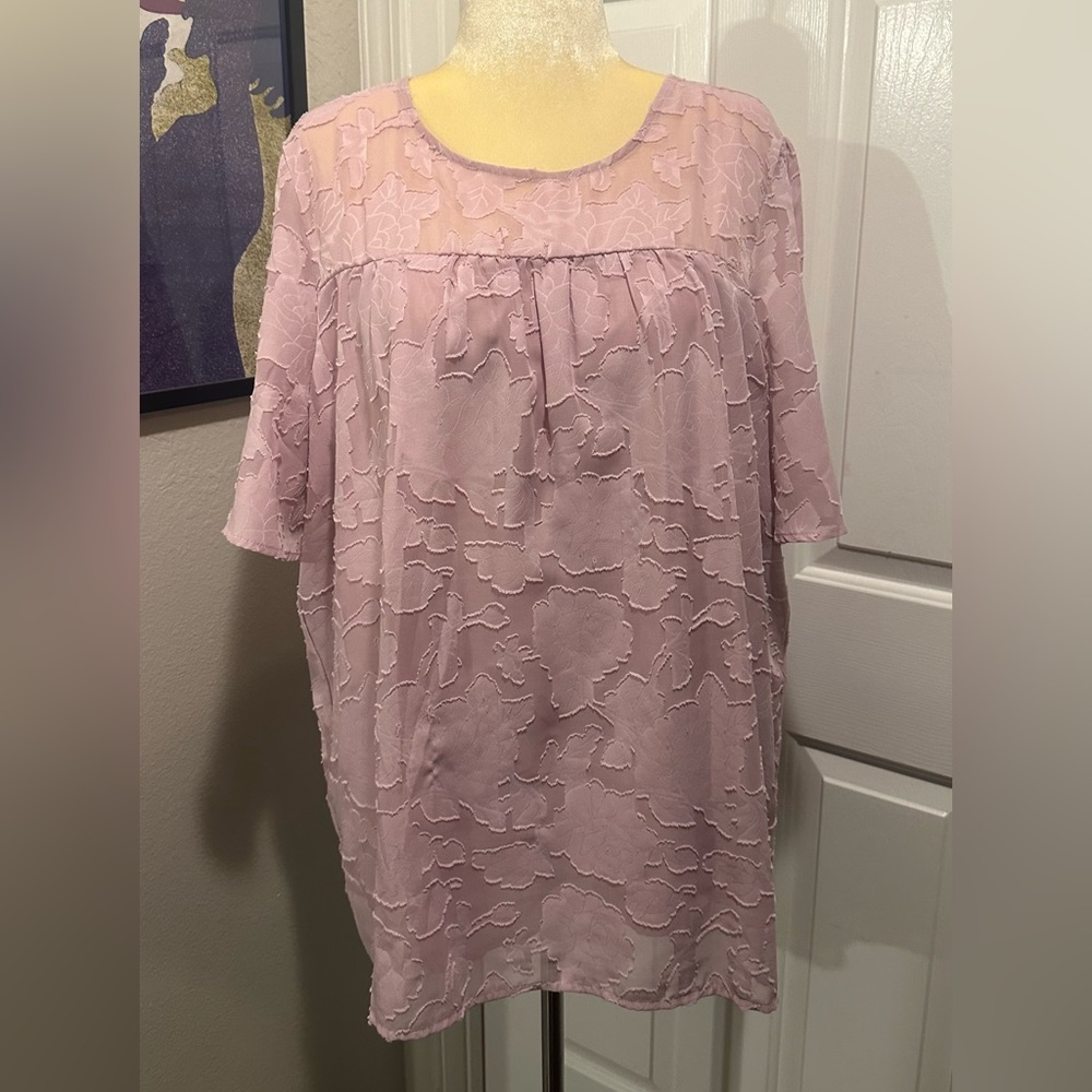 Blush bell-sleeved blouse